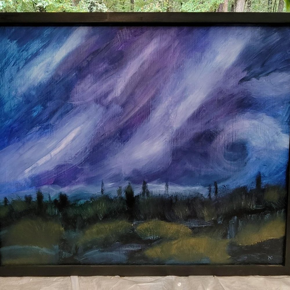 Purple Storm (39x47 oil on board with custom frame)